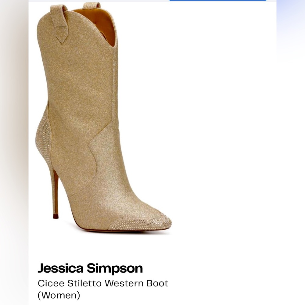 New jessica Simpson stiletto western boot size 7.5 champagne color